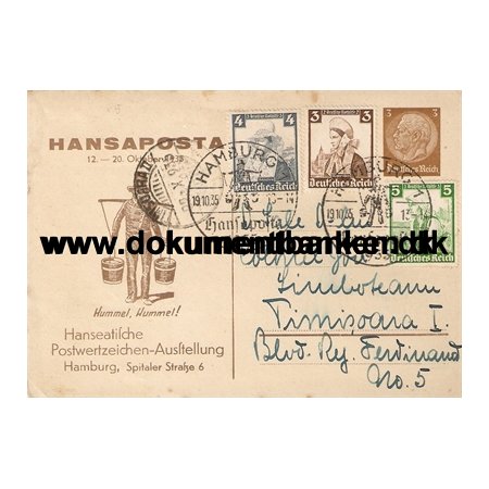 Tyskland, Hansaposta, Kort sendt til Rumnien, 1935