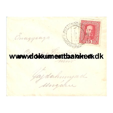 Kuvert strig, Bureaustempel Gerersdorf - Pottendorf, 2 april 1917