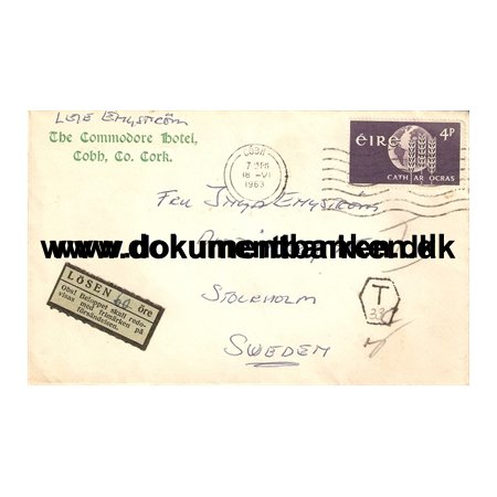 Irland, Kuvert til Sverige, sat i lsen, 1963