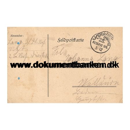 Tysk Feldpost, K.D.Feldpostexp. 28 Reserve-div., 1914