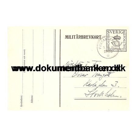 Militrbrevkort, Postanstalten 1724, 1940
