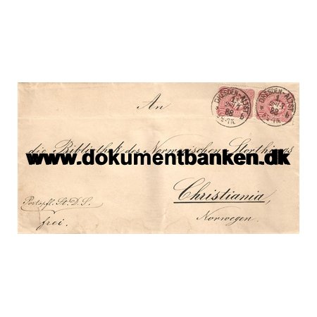 Tyskland, Opfrankeret Tjenestebrev til Norge, 1888