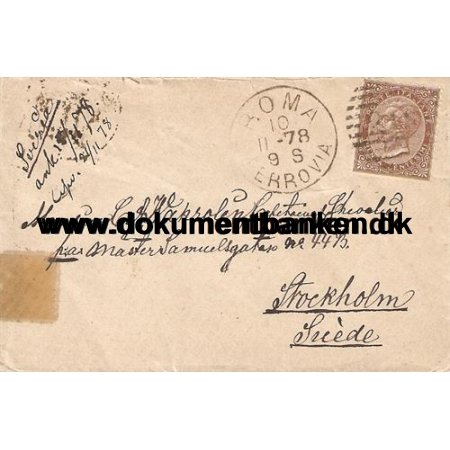 Italien, Kuvert, 30 Centesimi, Sendt til Sverige, 1878