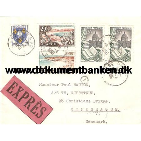 Frankrig, Kuvert, Express til Danmark, 1956