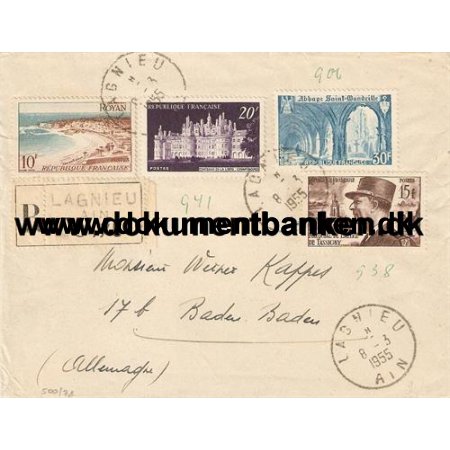 Frankrig, R-Kuvert, Sendt til Tyskland, 1955