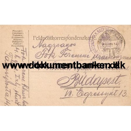 Feltpost, Ungarn, 1 Verdenskrig, 1914-1918