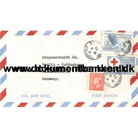 Canada. Luftpost kuvert 1953