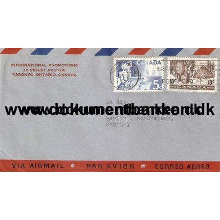 Canada. Luftpost kuvert 1956