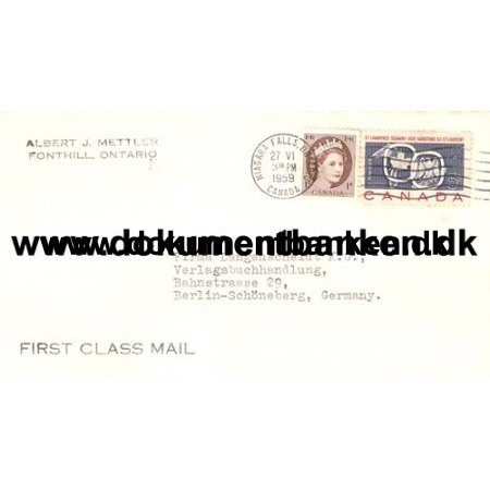 Canada. First Class Mail kuvert 1959