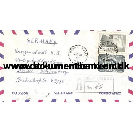 Canada. R Luftpost kuvert 1957