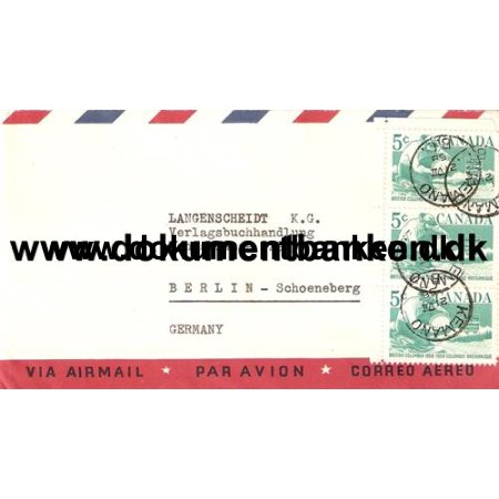 Canada. Luftpost kuvert 1958