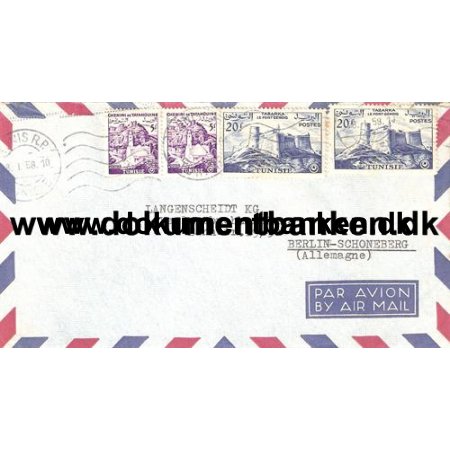 Tunesien. Luftpost Kuvert. 1958