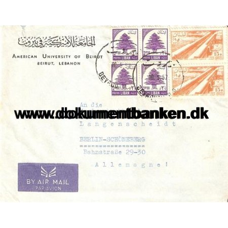 Libanon. Luftpostbrev. 1957