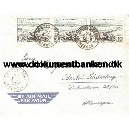 Cameroun. Luftpost brev. 1957