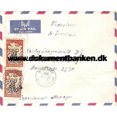 Cameroun. Luftpost brev. 1956