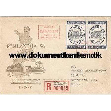 Finland. FDC. Finlandia 1956 til USA. 