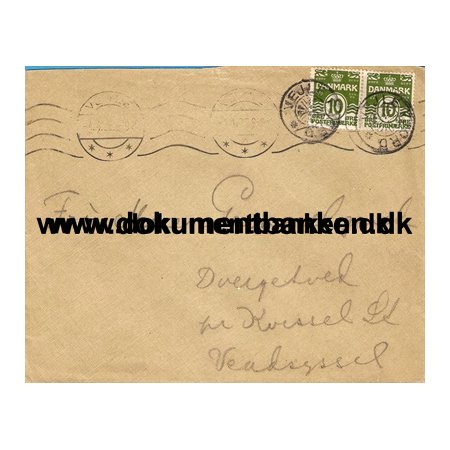 Stjernestempel Vejlefjord, Kuvert, 1922