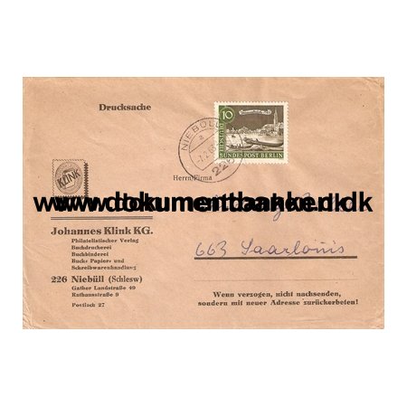 Tyskland, Berlin, Tryksag, Kuvert, 1963