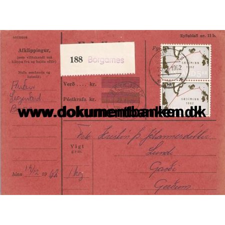 Island, Indenrigs Adressekort, 1962