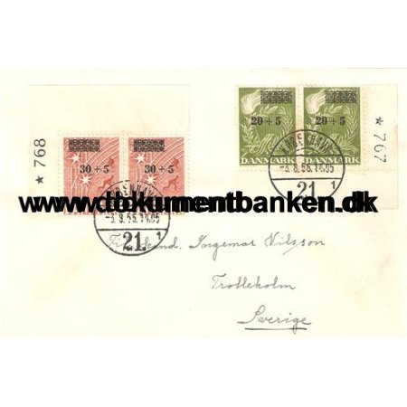 Danmark, Kuvert, Provisorier, Frihedsfonden, 1956
