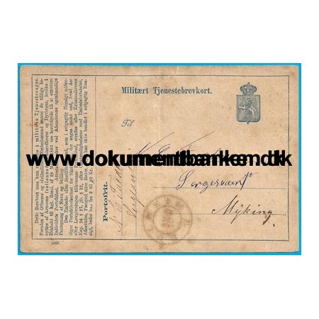 Norge, Militr brevkort, 1887