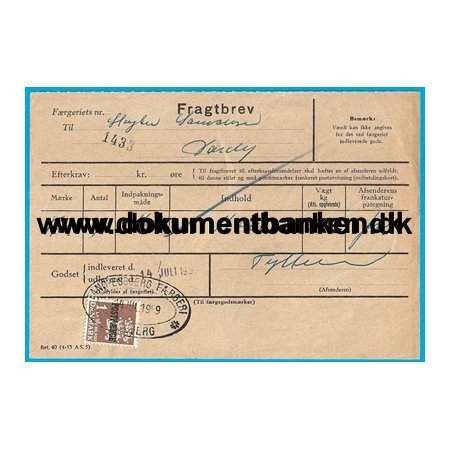 Postfrge Fan - Esbjerg Fragtbrev 1959