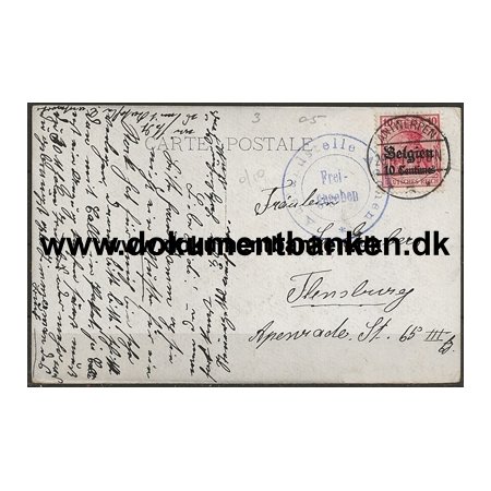 Tysk Post i Belgien, Postkort, Tyskland, 1915