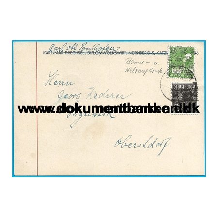 Posthorn Overtryk Amerikansk Britisk Zone Tyskland Brevkort 1948