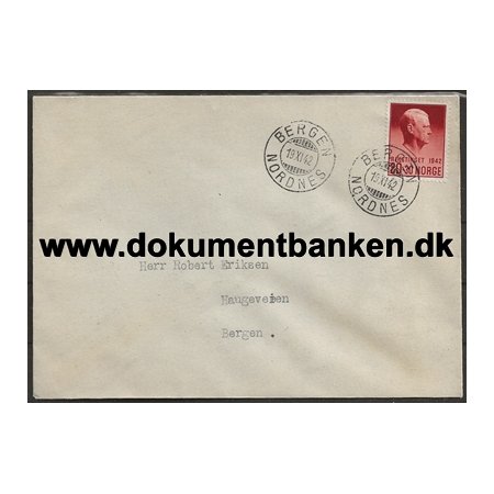 Quisling Bergen Nordnes Kuvert Norge 1942