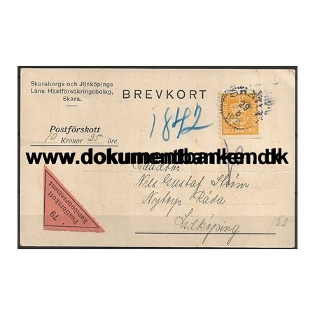 Postfrskott Skara Sverige 1924