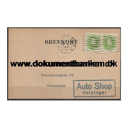 Auto Shop Helsingr Brevkort 1931