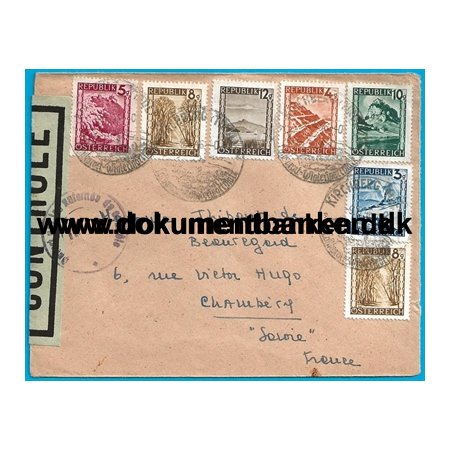 strig, Censur kuvert, Sendt til Frankrig, 1946