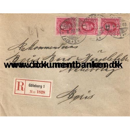 Rekommanderet brev. Gteborg 1. 1903