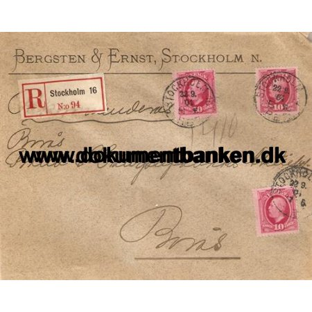 Bergstein & Ernst. Kuvert, Stockholm 16, 1904