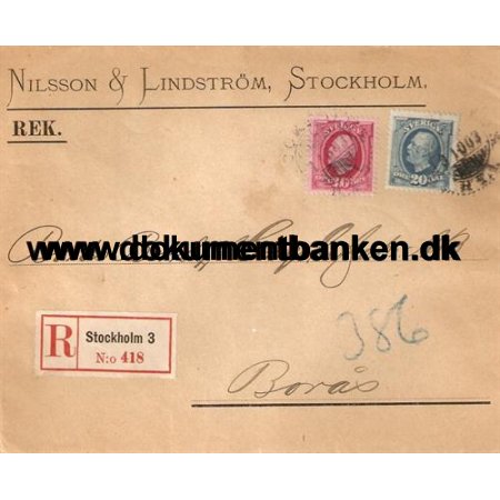 Nilsson & Lindstrm, Kuvert, Stockholm 3. 1903