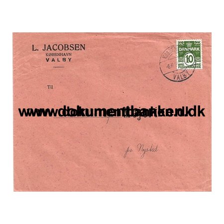 L. Jacobsen, Valby, Kbenhavn, Firmakuvert, 1924