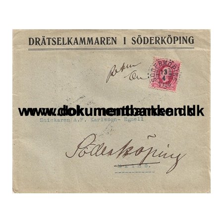 Sderkping, Drtselkammaren, Sverige, Kuvert, 1908