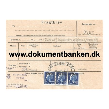 Postfrge, Fan-Esbjerg, Danmark, 1977