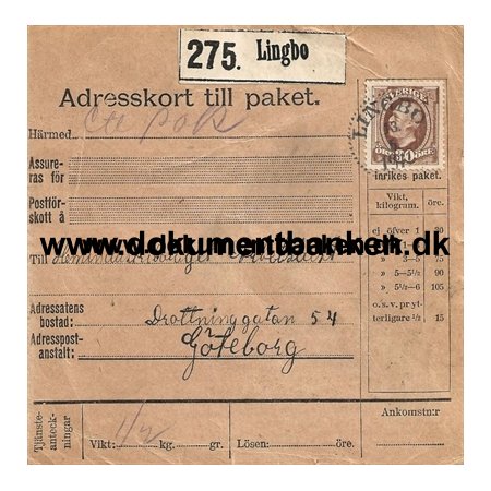 Lingbo, Svensk Bystempel, Adresskort, 1911