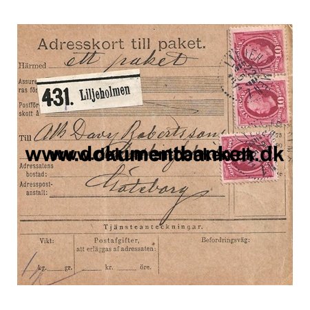 Liljeholmen, Svensk Bystempel, Adresskort, 1911