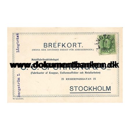 Lngtrsk Svensk Bystempel Brevkort 1910