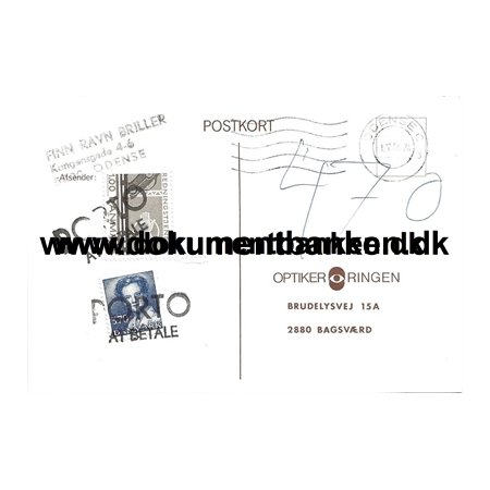 Postkort, Porto at Betale, Danmark, 1984