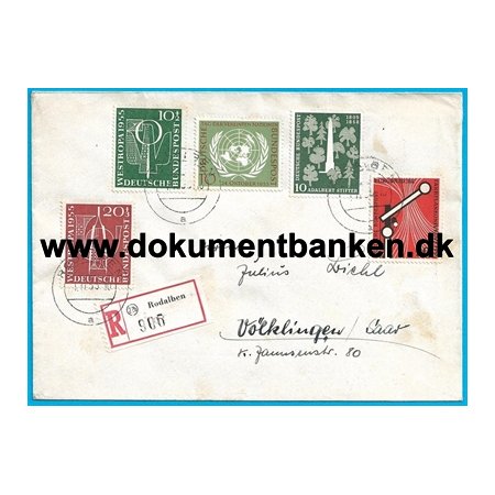 Tyskland, Blandingsfrankering, Kuvert, 1955