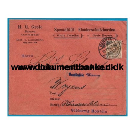 Kuvert, 3 Pfennig, Tyske Rige, 1899