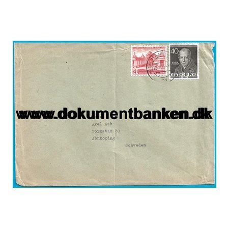 Berlin, Kuvert, Blandingsfrankering, Tyskland, 1955