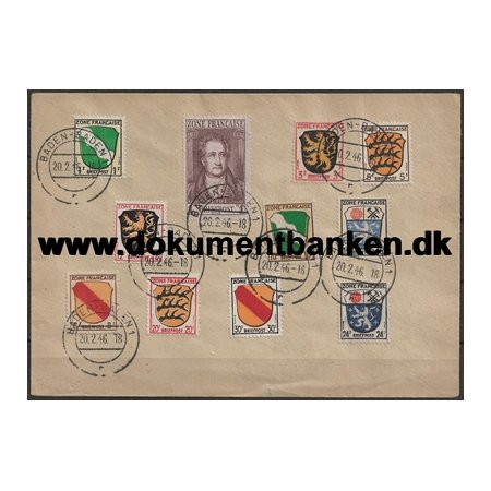 Franske Zone Samlerbrev Baden Baden Tyskland 1946