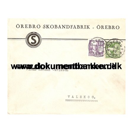 rebro Skobandfabrik. rebro 1. LBR. Kuvert, 1938