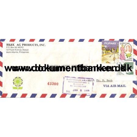 Airmailbrev Philippines 1989 til Danmark
