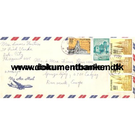 Luftpostbrev til Denmark 1977