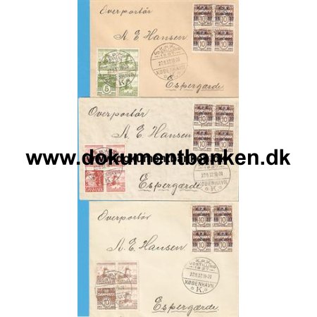 Dybbel Mlle st p 3 kuverter K.P.K. Udstilling 1937